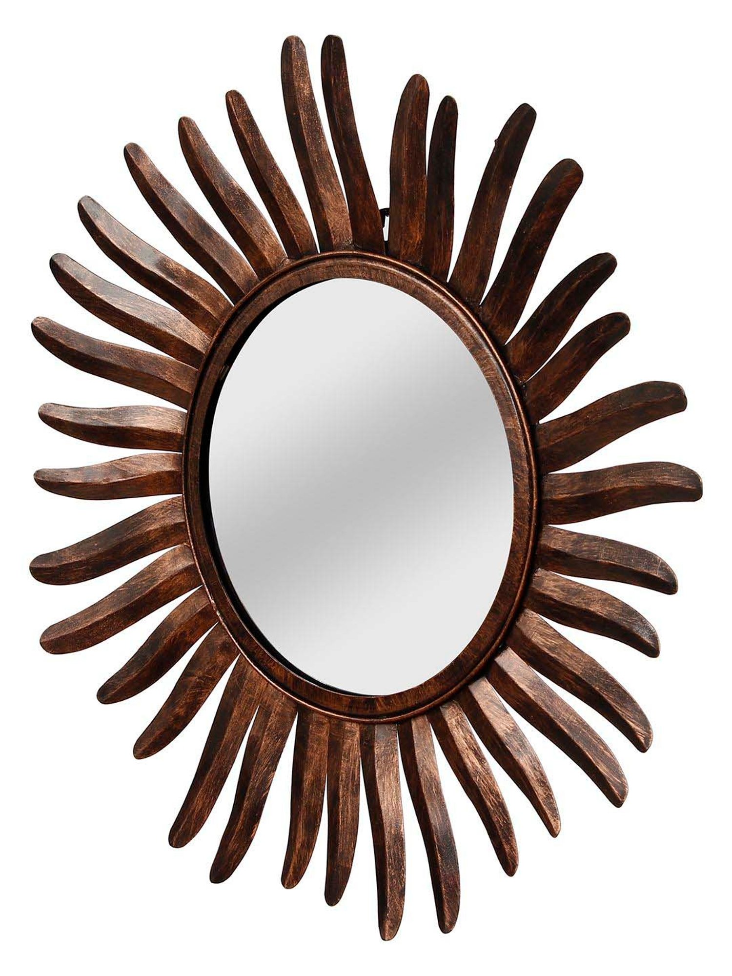 CHRONIKLE Brown Iron Decorative Round Wall Mirror