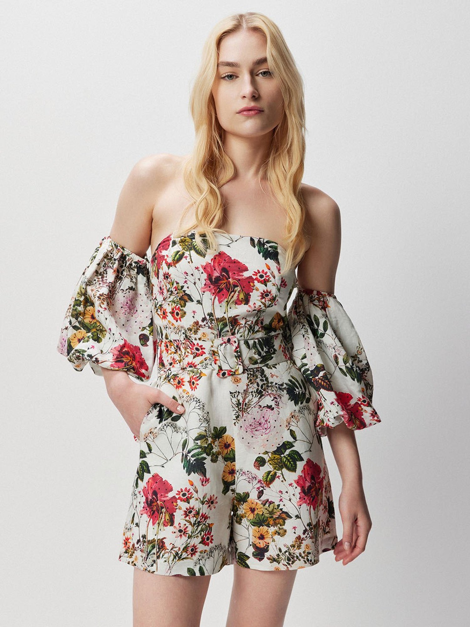 Cover Story Off White Floral Playsuit