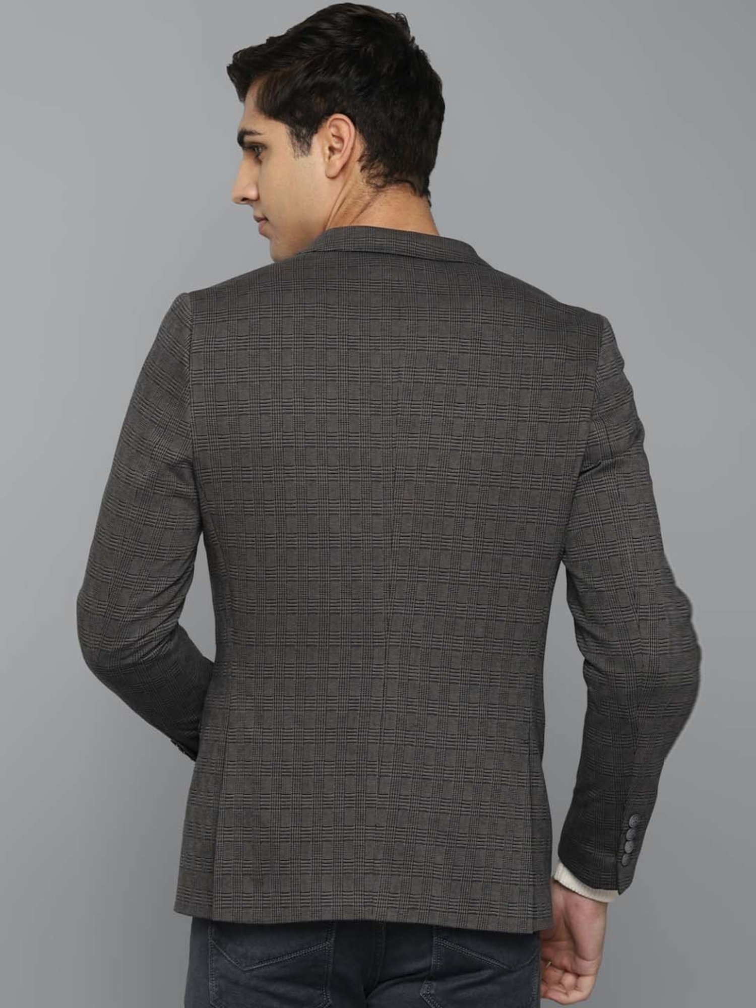 Louis Philippe Sport Grey Super Slim Fit Checks Blazer