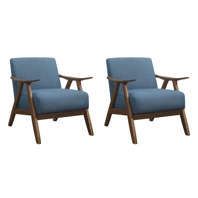 Lexicon Damala Collection Retro Inspired Wood Frame Accent Chair Seat with Polyester Fabric for Living Rooms and Offices (2 Pack)