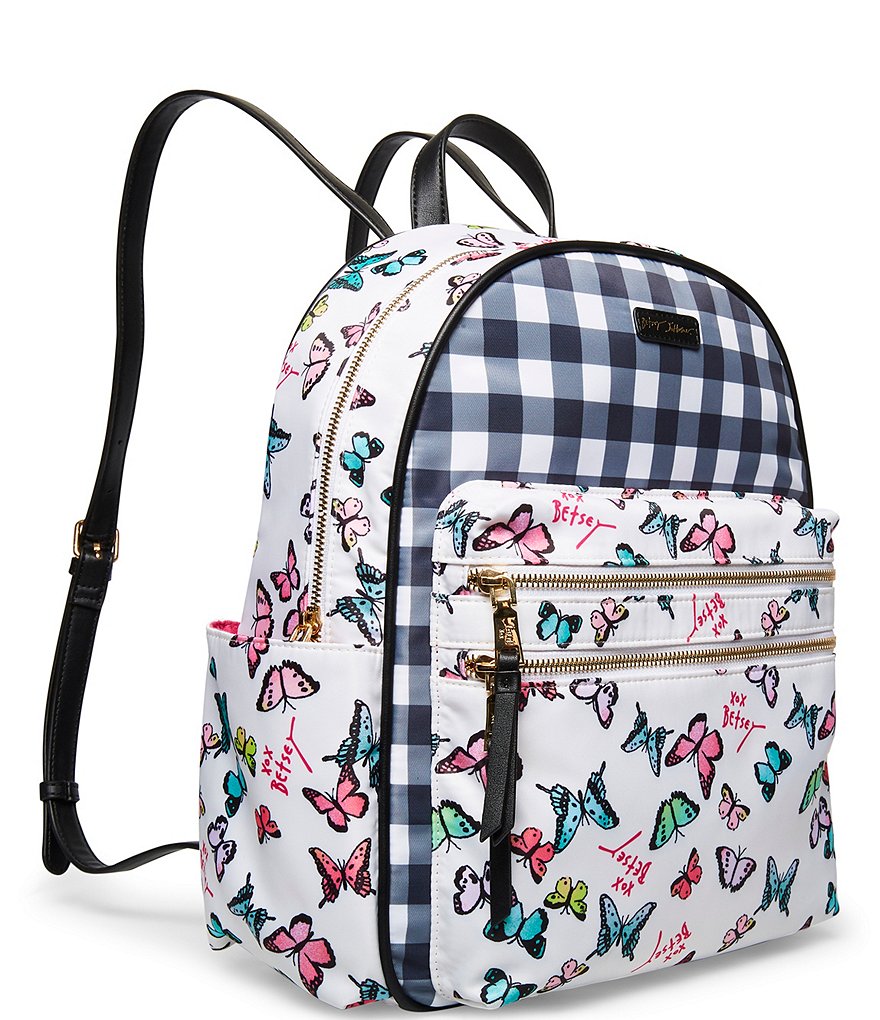 Betsey Johnson Mixed Print Nylon Backpack Bag