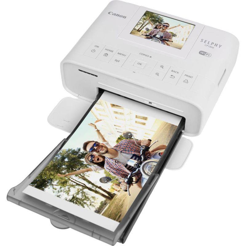 Canon SELPHY CP1300 Wireless Compact Photo Printer (White) + Canon KP-108IN Color Ink Paper Set (Produces up to 108 of 4 x 6 Prints) + USB Printer Cable + HeroFiber Ultra Gentle Cleaning Cloth