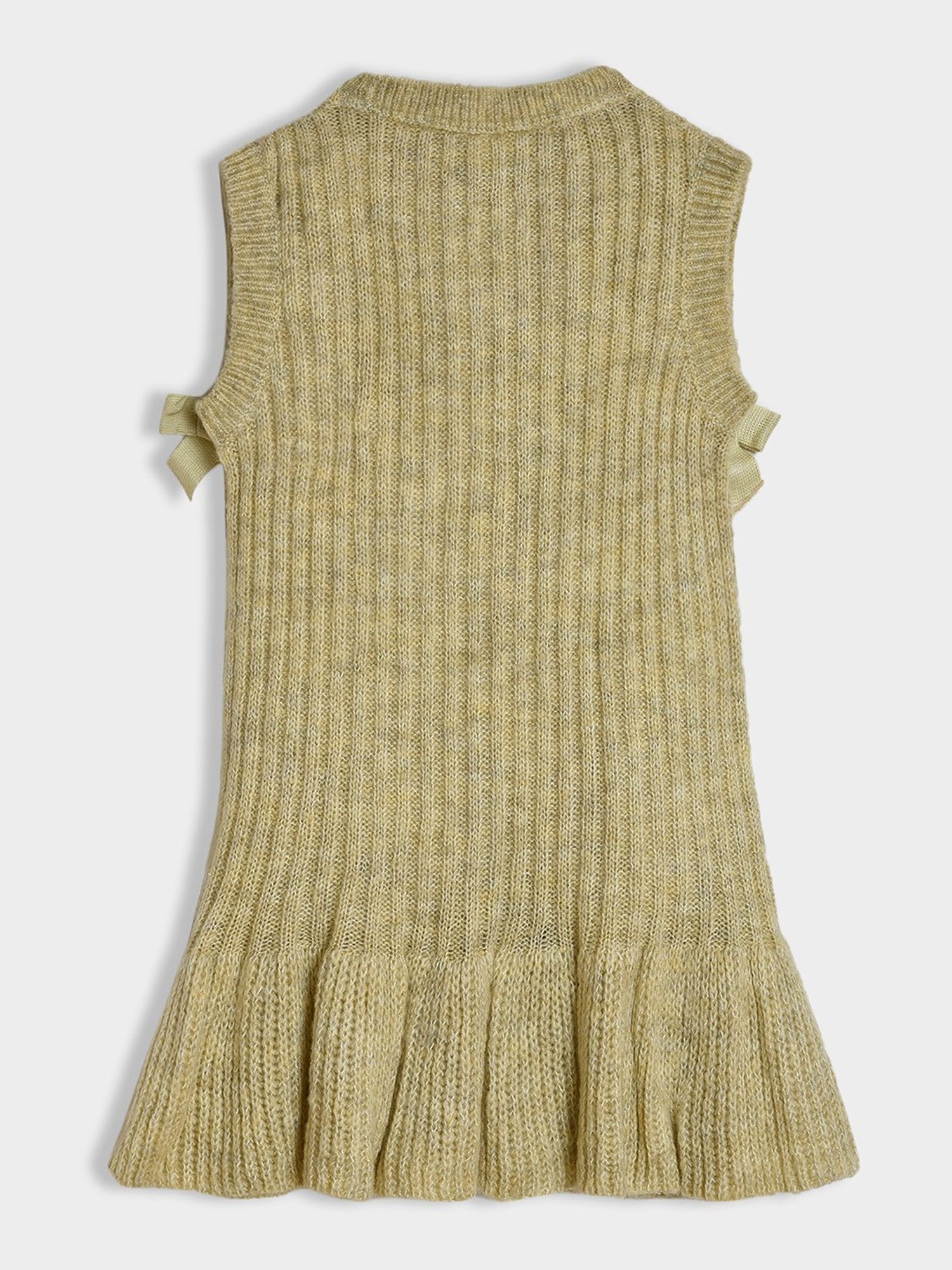 MiArcus Girls Beige Self Design Peplum Dress