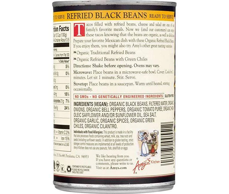 Amy's Vegetarian Organic Traditional Refried Beans 15.4oz
