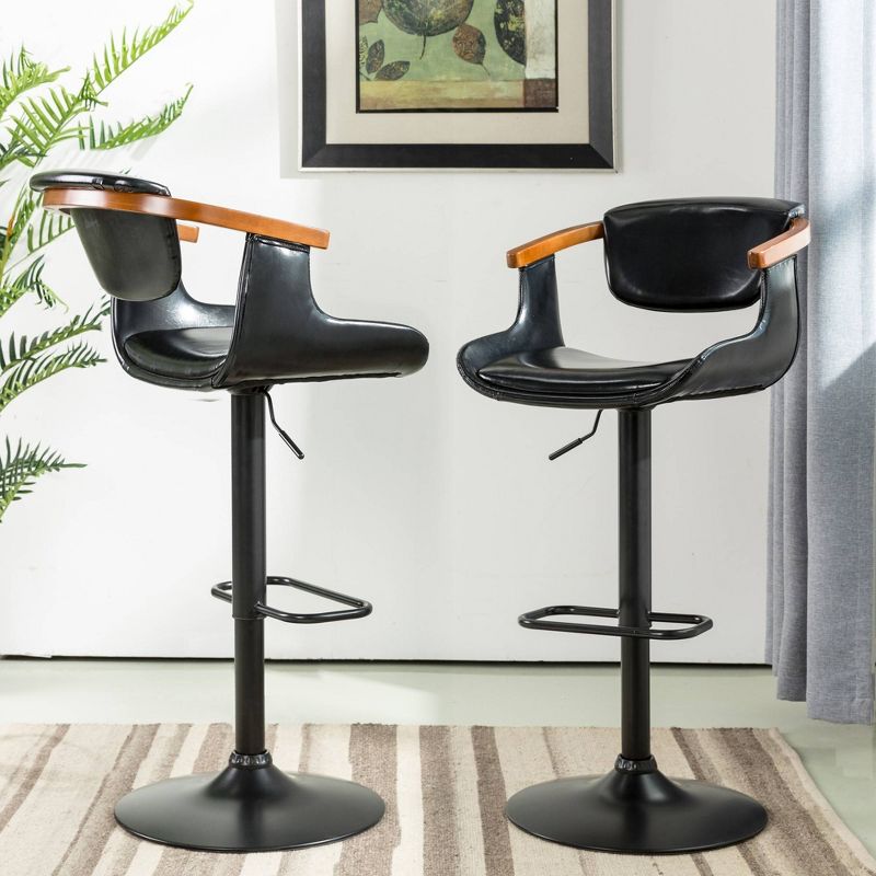 Set of 2 36" Leatherette Height Adjustable Swivel Barstools Black - Glitzhome