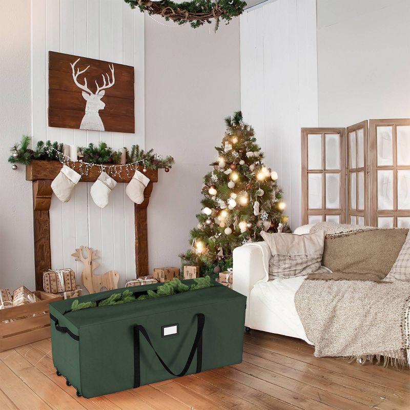 Premium Green Rolling Christmas Tree Storage Duffel Bag for 9' Tree - Elf Stor