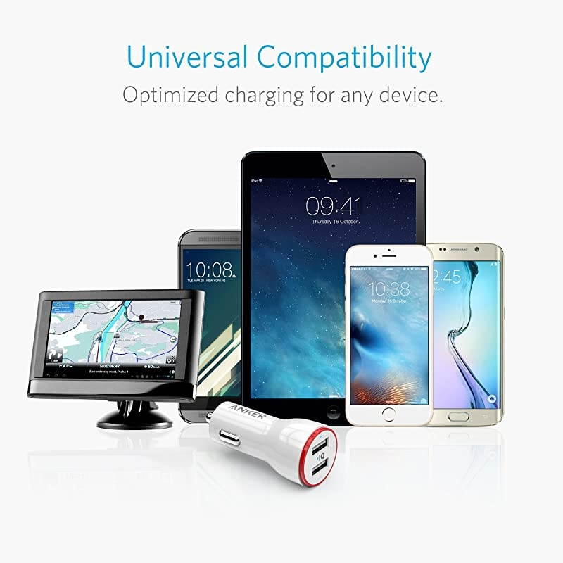 24W Dual USB Car Charger, PowerDrive 2 for iPhone X / 8/7 / 6s / Plus, iPad Pro/Air 2 / Mini, Note 5/4, LG, Nexus, HTC, and More