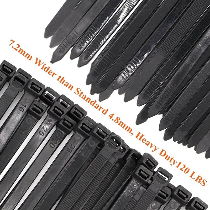 Large 120LBS Tensile Strength Zip Ties 12 Inch Heavy Duty Black Industrial Durable Cable Ties Office Organizer Gardening Ties Tools 50 Pack Black