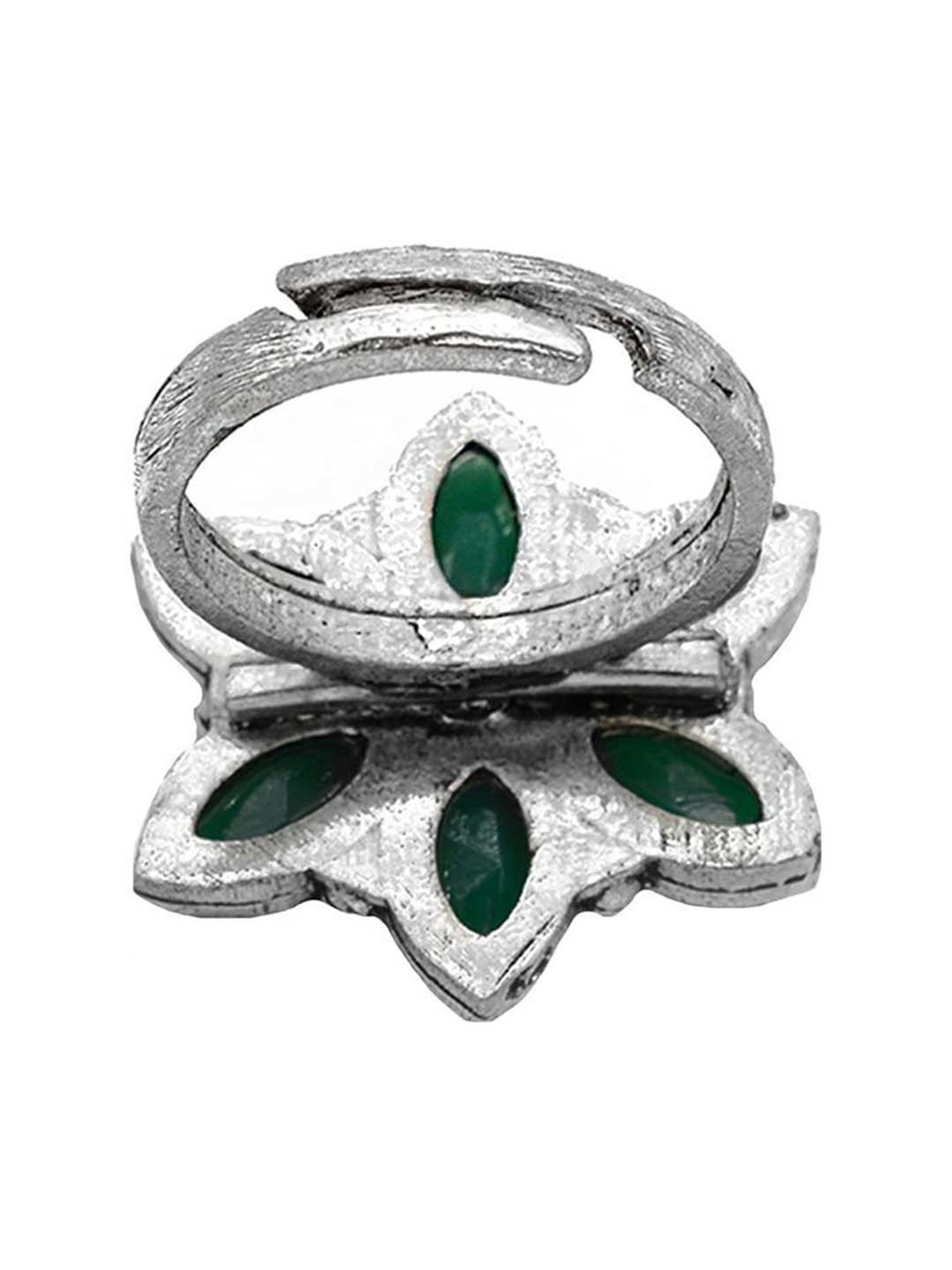Teejh Ageless Green Stone Silver Ring
