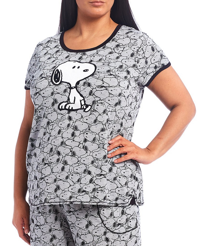 Peanuts Plus Snoopy Print Knit Coordinating Sleep Tee