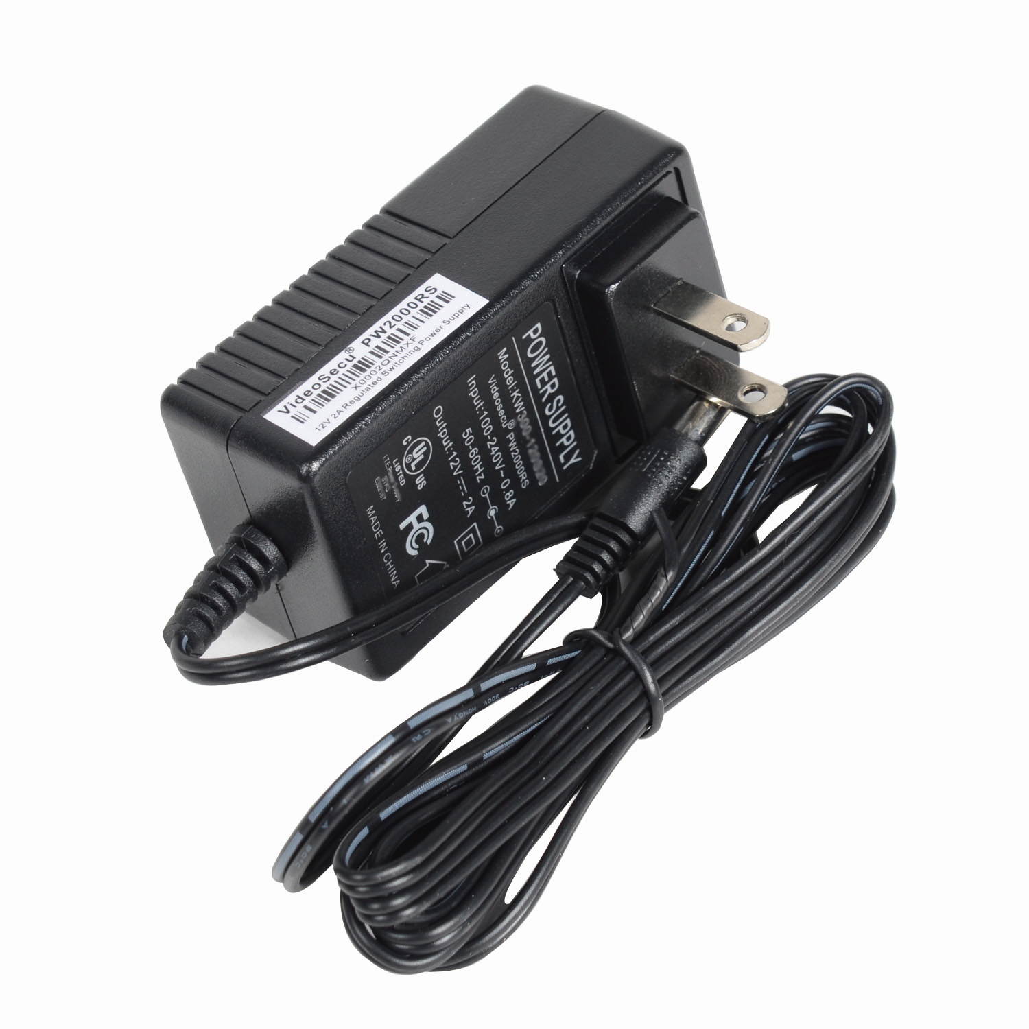 VideoSecu 12V DC 2A Security Camera Power Supply Adapter 2000mA 100-240V AC Regulated 1i1