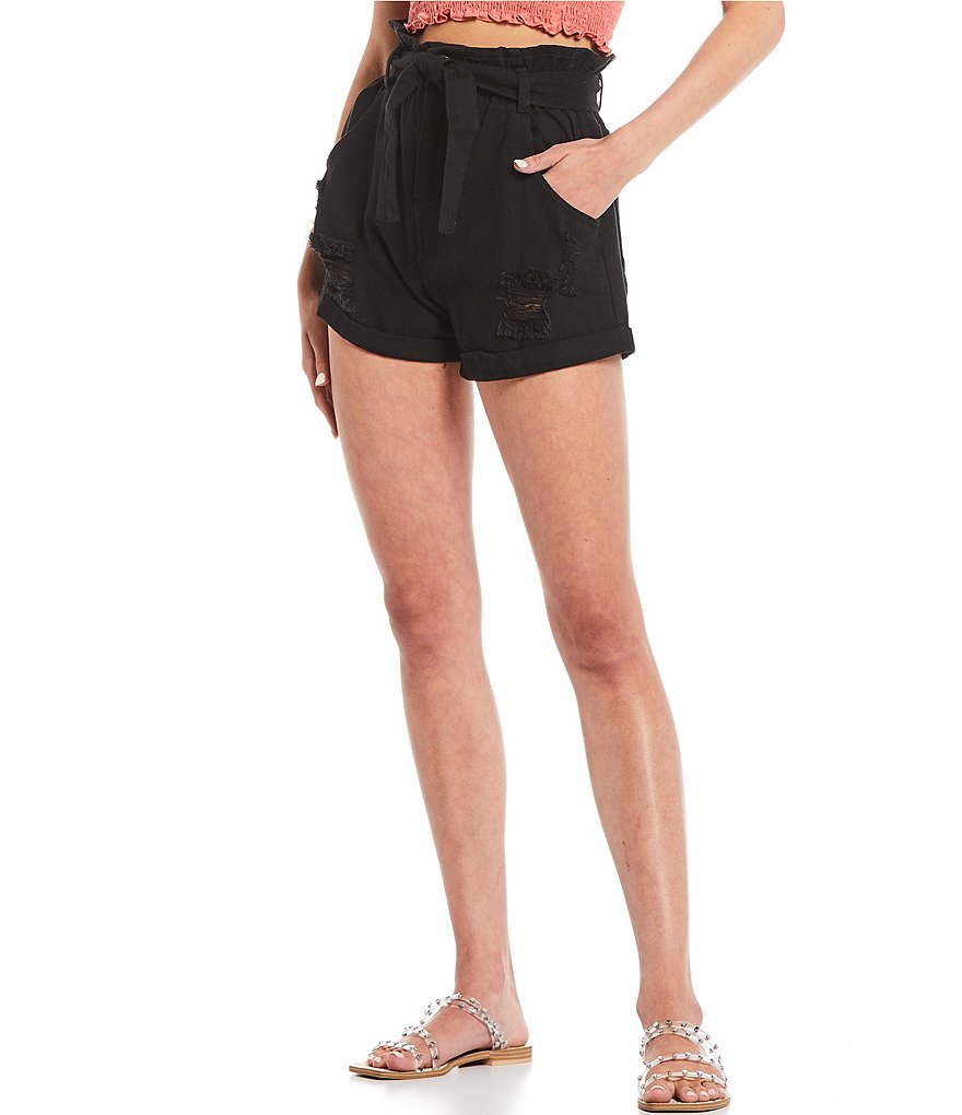 Double Zero Distressed Paperbag Waist Shorts