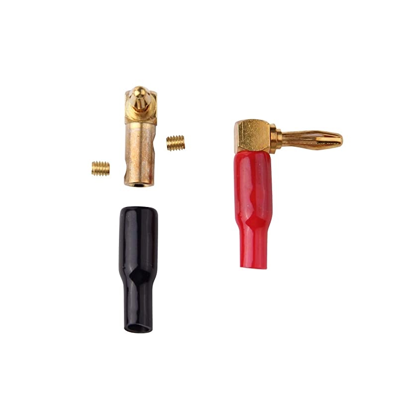 10pcs Right Angle Speaker Plugs 4mm016quot 90 Degree Speaker Connector Right Angle Banana Plugs for Speaker Wire Red and Black by