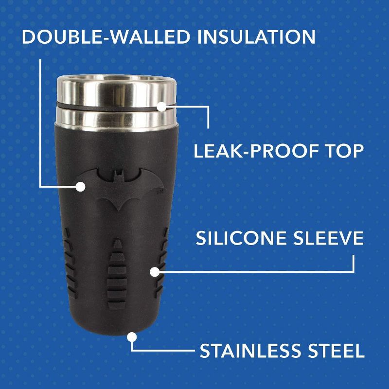 Paladone Products Ltd. DC Comics Batman 15oz Stainless Steel Travel Mug