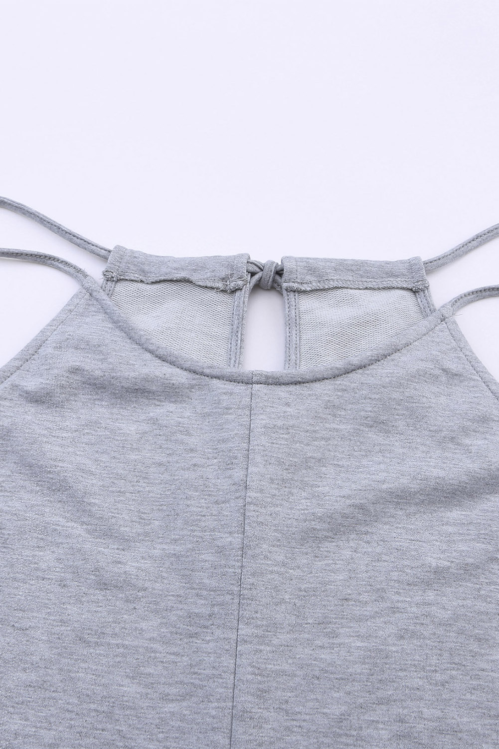 Rose Tan Solid Self Tied Straps Pleated Wide Leg Jumpsuit