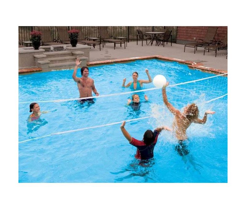 SwimWays 00801 Poolside 24' Volleyball Net Swimming Pool Water Game Set