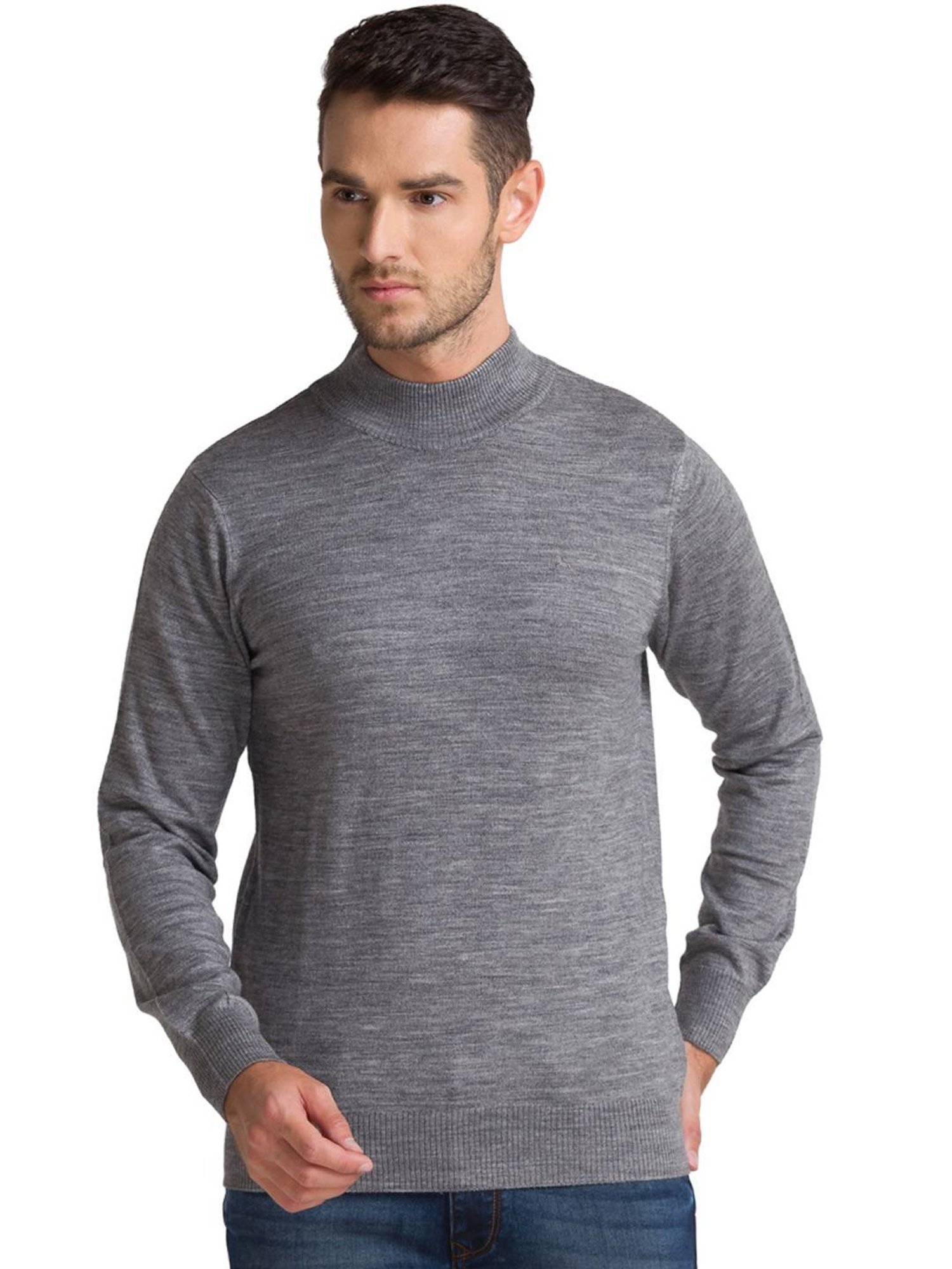 Parx Grey Regular Fit Sweaters