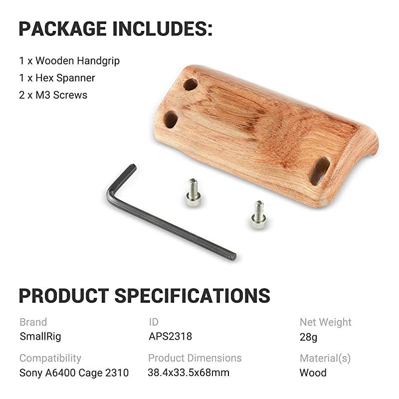 Wooden Handle Handgrip for Sony A6400 Cage APS2318