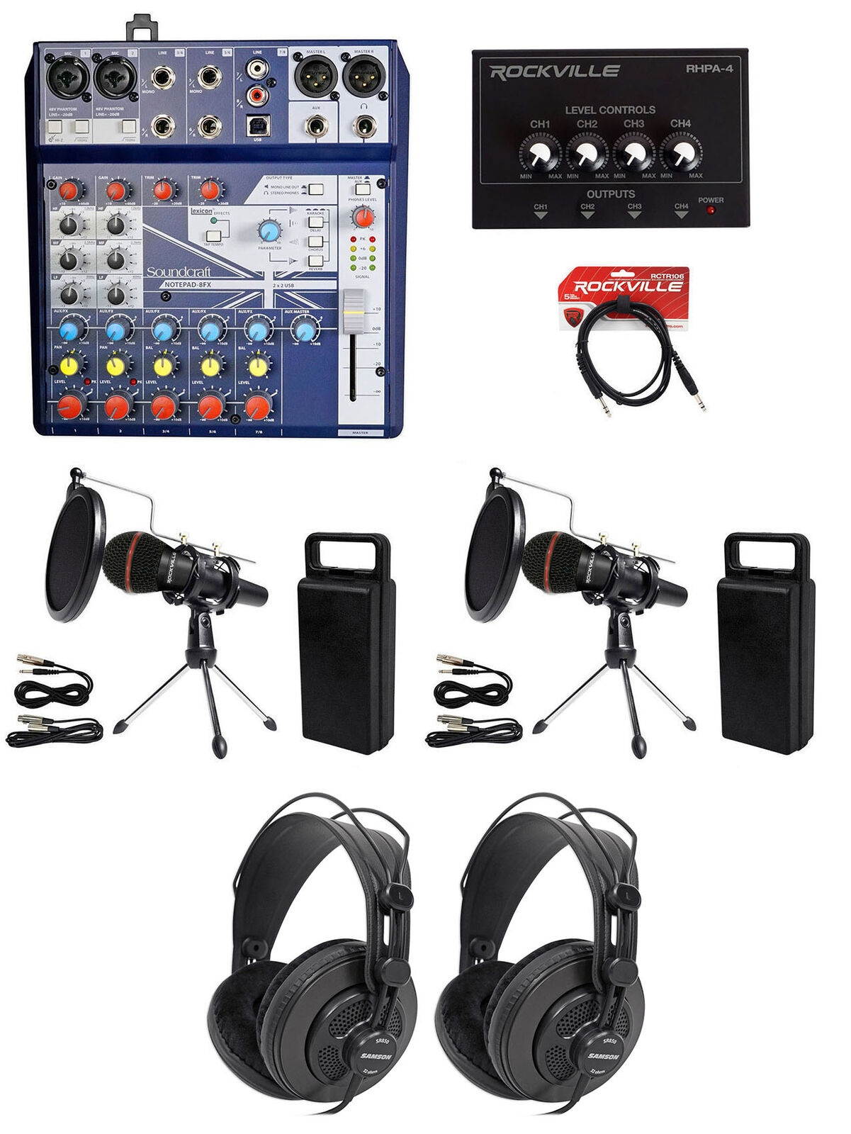 2 Person Gaming Twitch Stream w/Soundcraft Mixer+Headphones+Mic+Stand