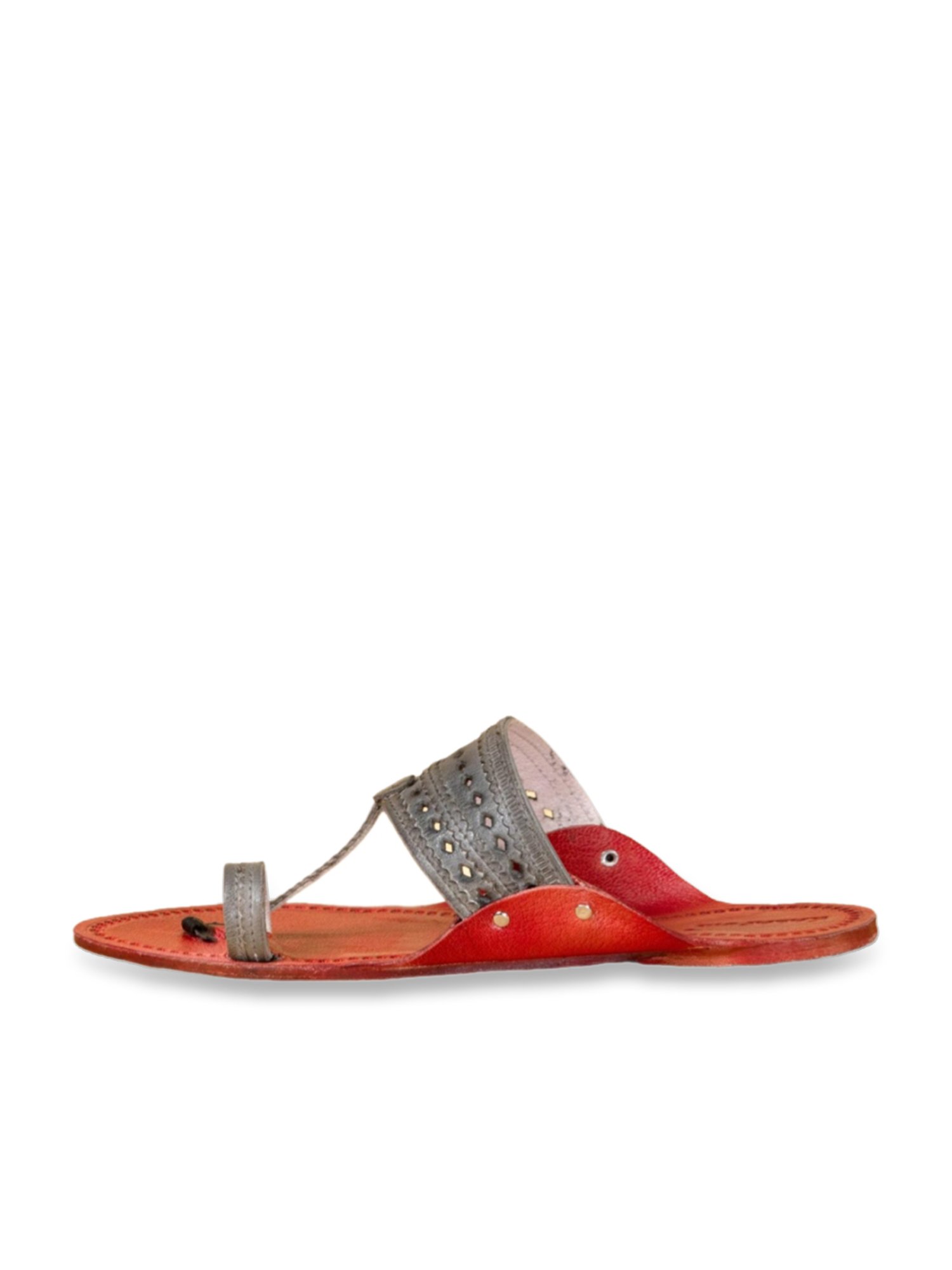 Kalapuri Men's Red Kolhapuri Sandals