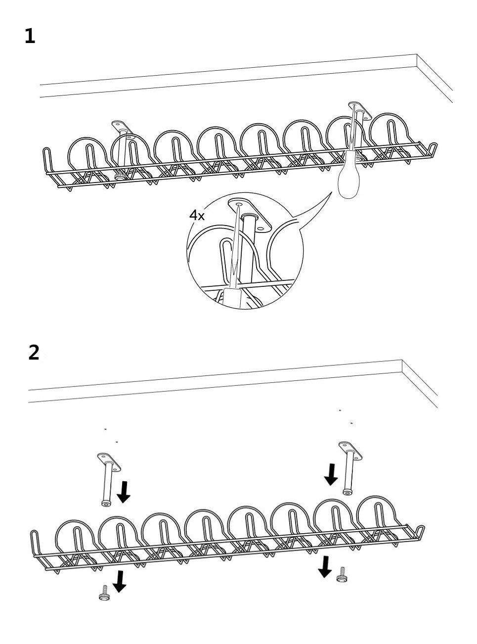 IKEA - SIGNUM Cable management, horizontal, silver color (FBA)