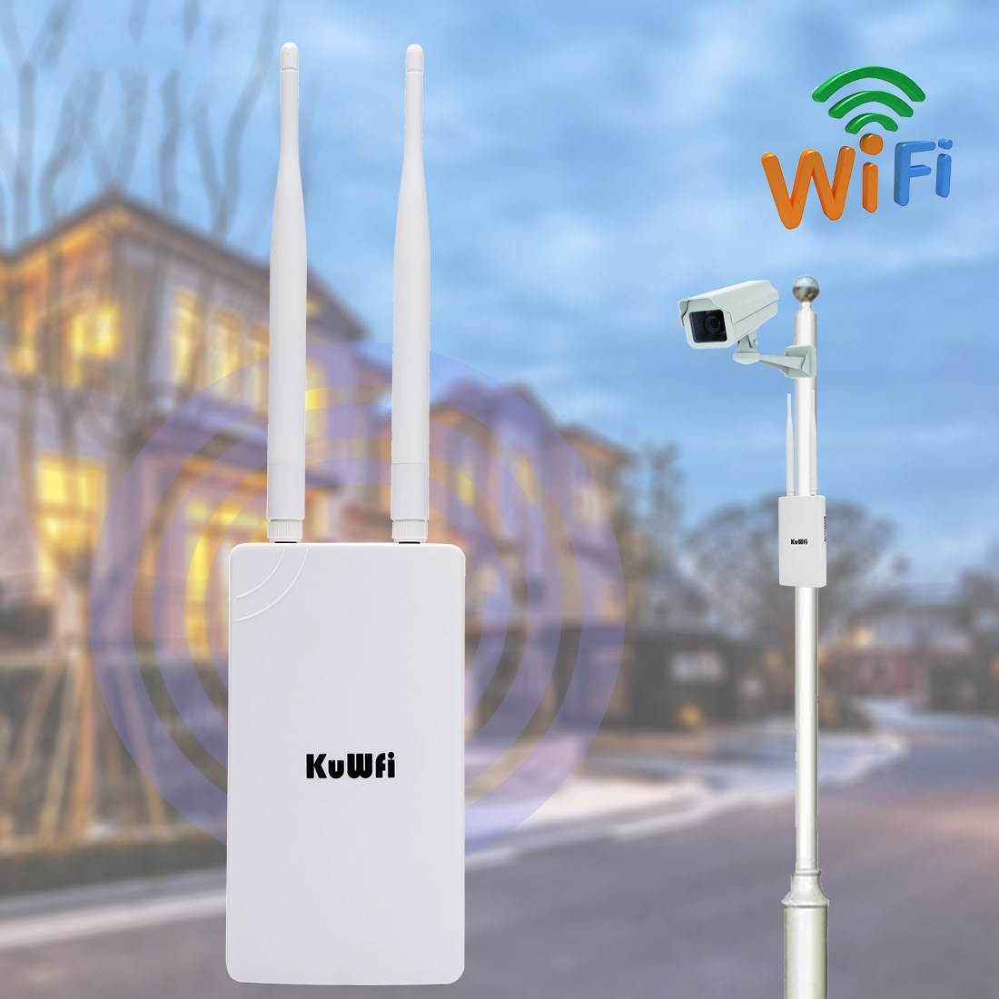 KuWfi WR378  300Mbps High Power 2.4GHz WIFI signal extender High-Performance Wide-Area Wi-Fi outdoor WiFi Repeater