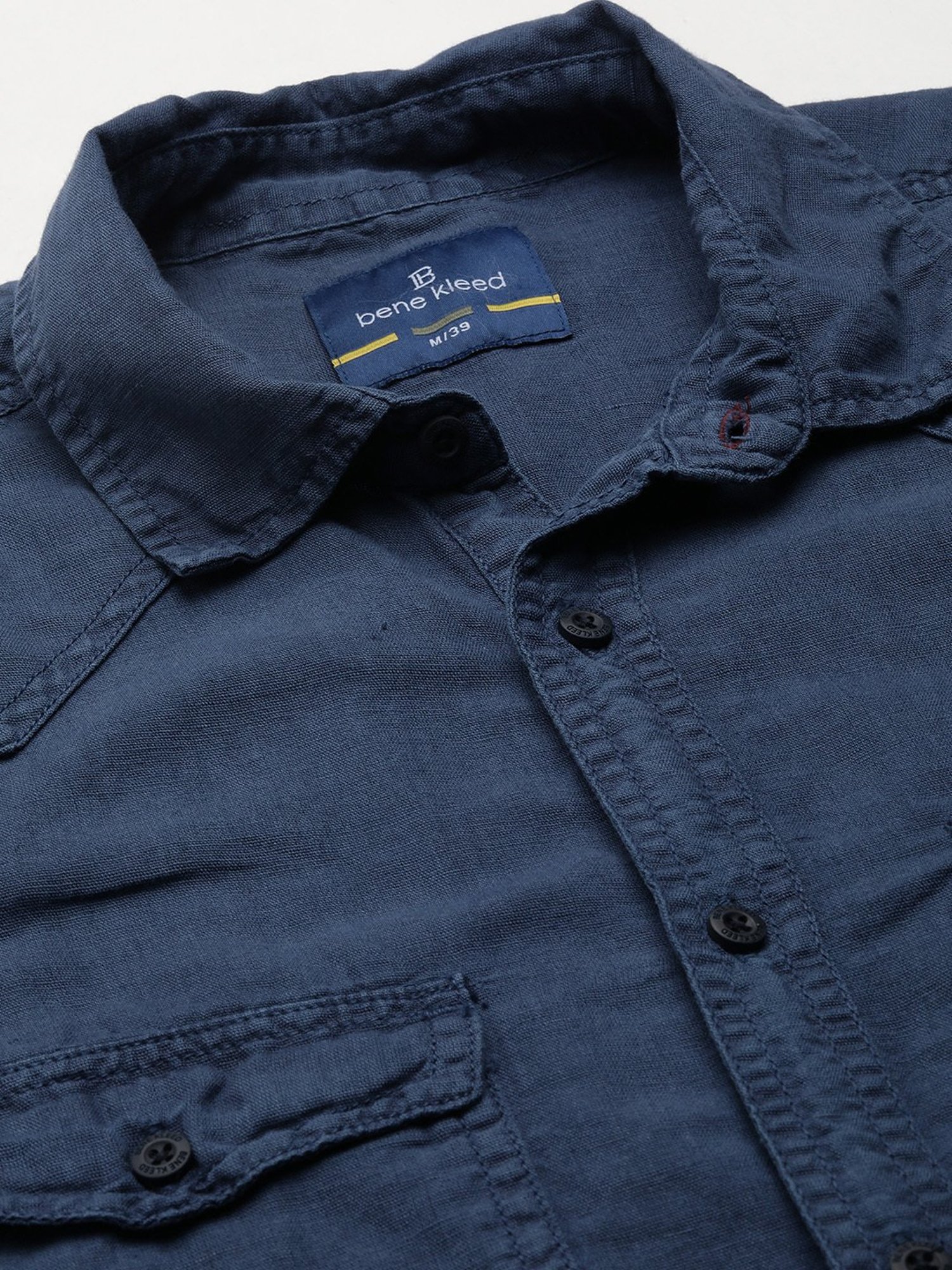 Bene Kleed Blue Regular Fit Cotton Linen Shirt