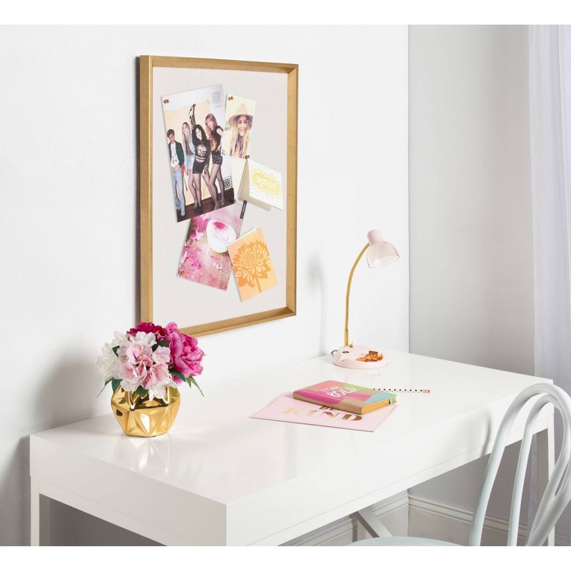 28" x 21" Calter Framed Linen Fabric Pinboard Gold - Kate and Laurel