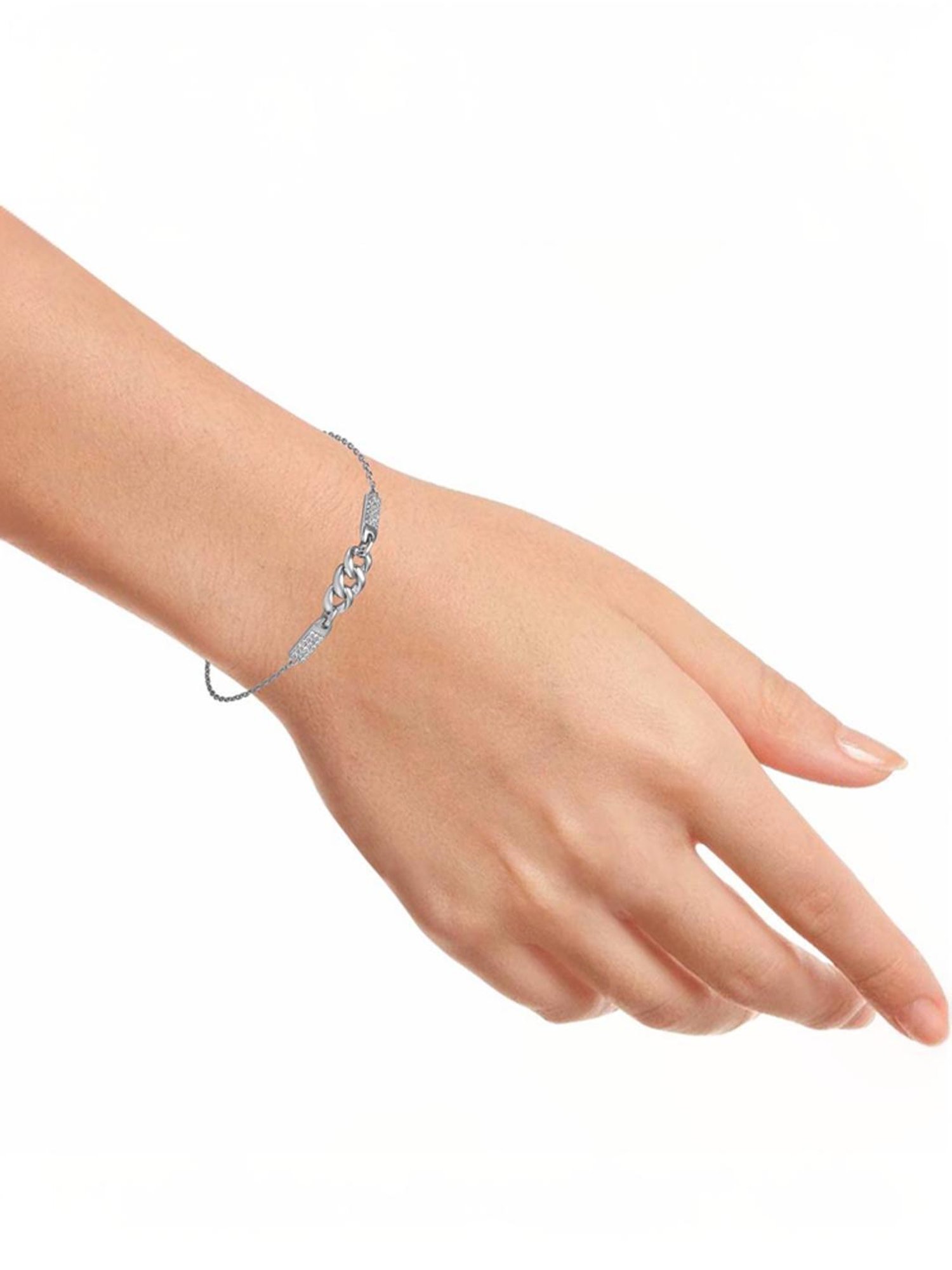 Rihi by P.C. Chandra Jewellers 92.5 Sterling Silver Link Chain Bracelet for Women & Girls