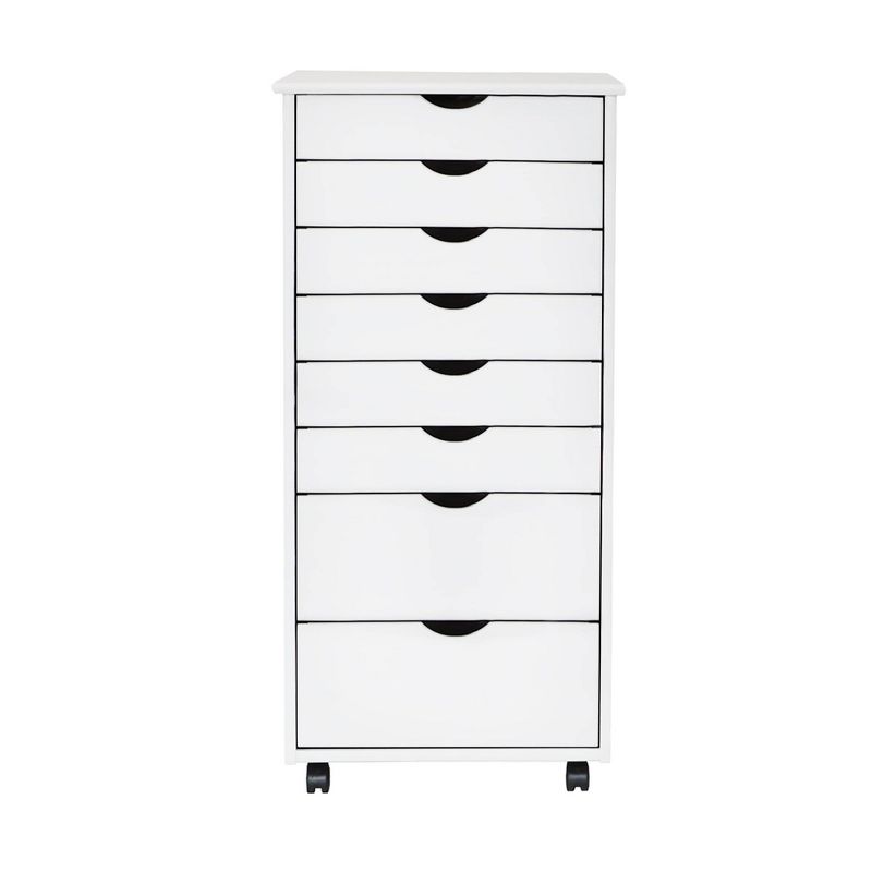 Adeptus Solid Wood 6+2 Drawer Wide Roll Cart White