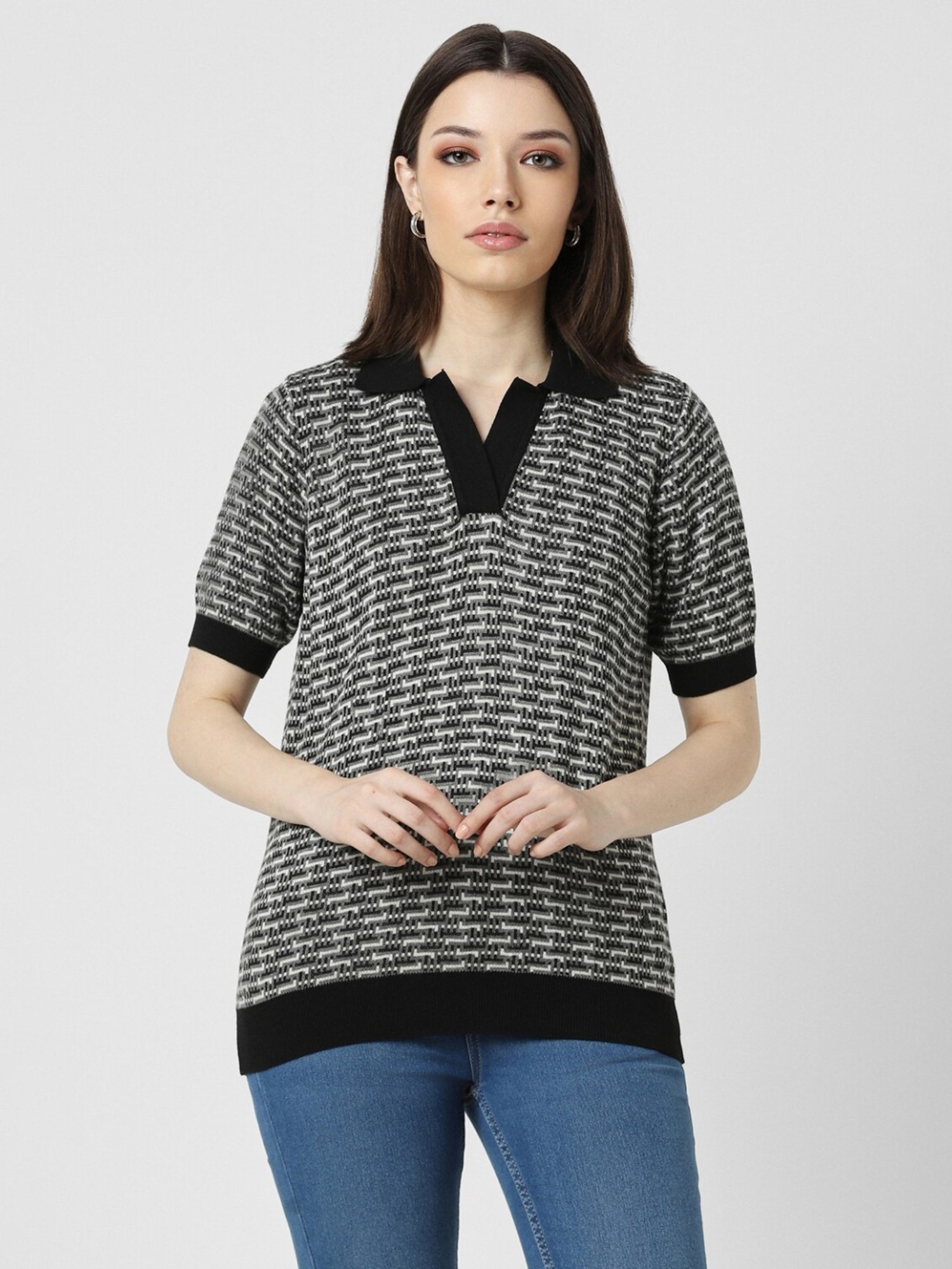 Van Heusen Grey Printed T-Shirt