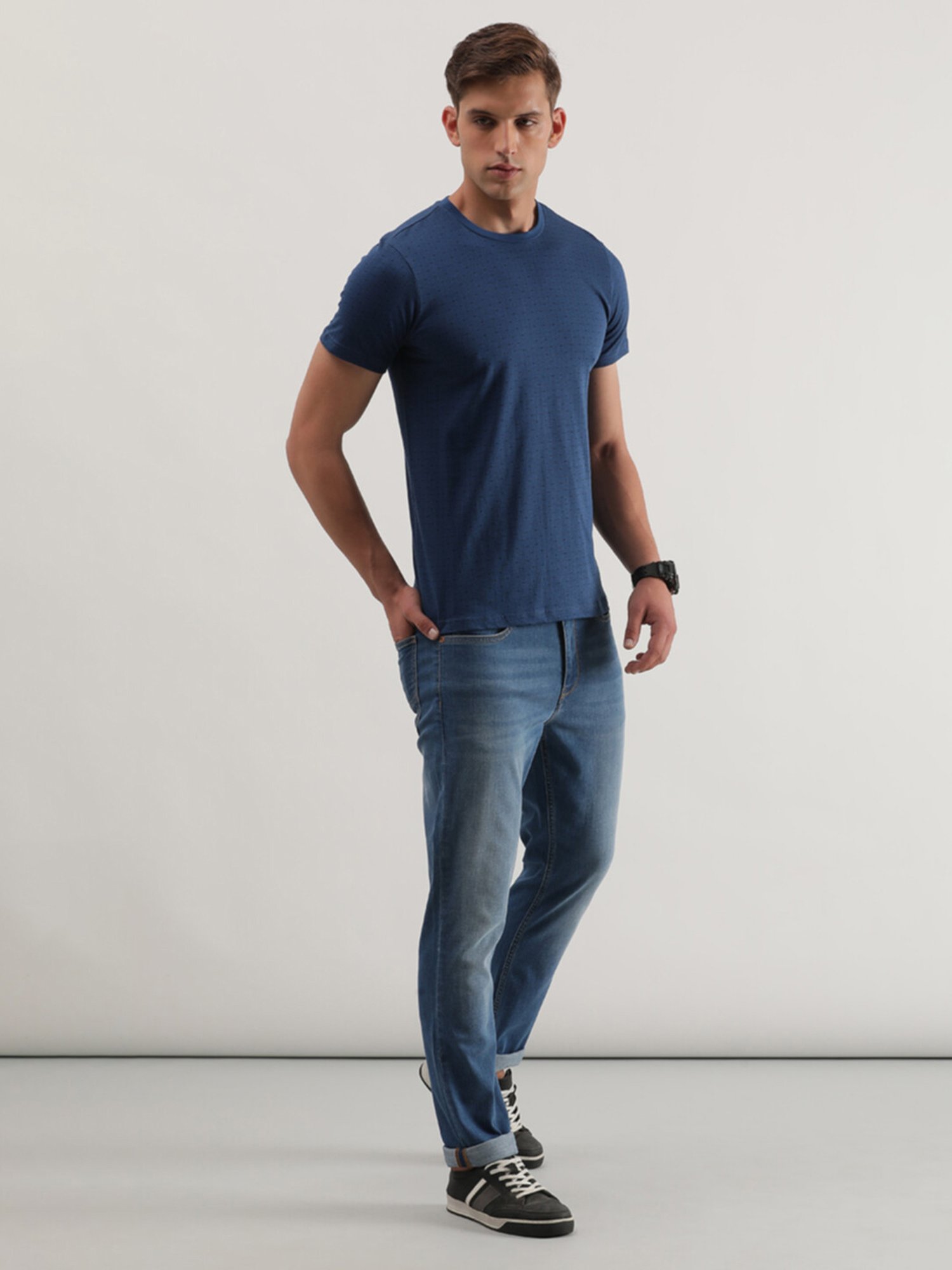 Lee Navy Slim Fit Printed Crew T-Shirt