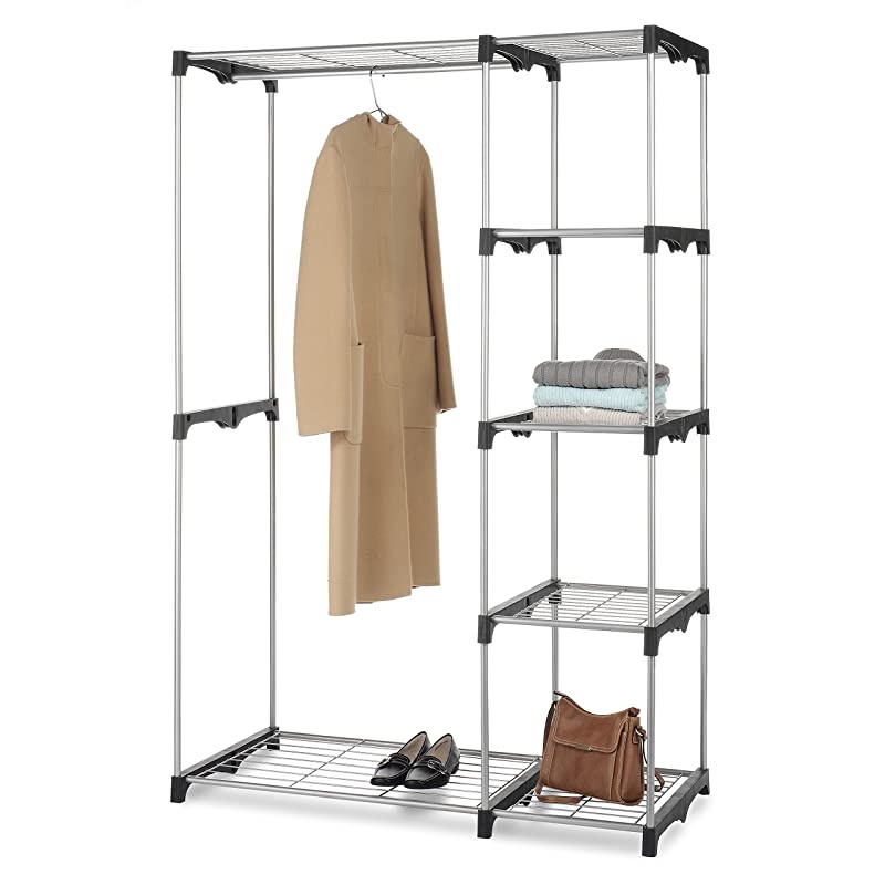 Double Rod Freestanding Closet Heavy Duty Storage Organizer