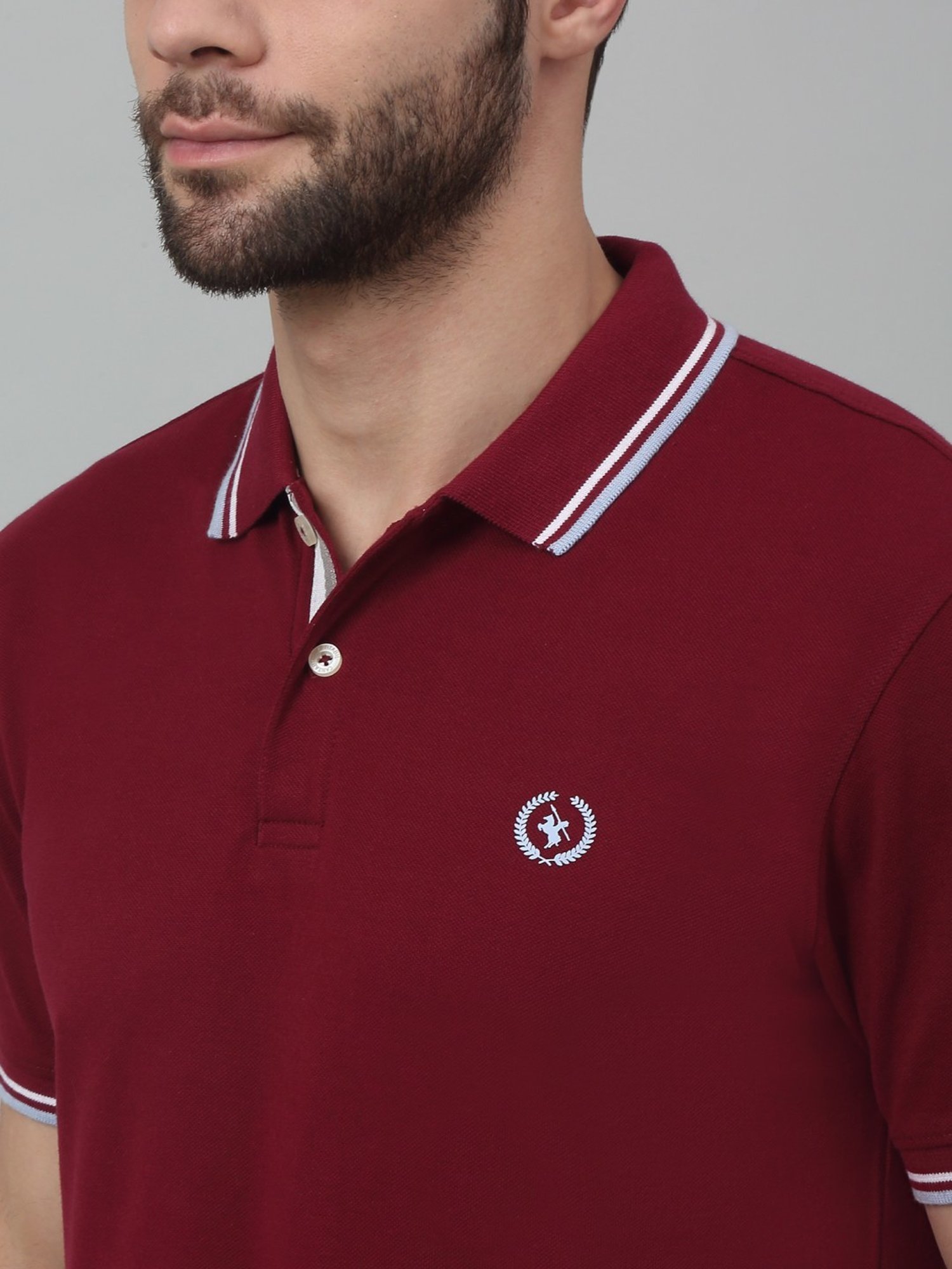 Cantabil Maroon Regular Fit Polo T-Shirt