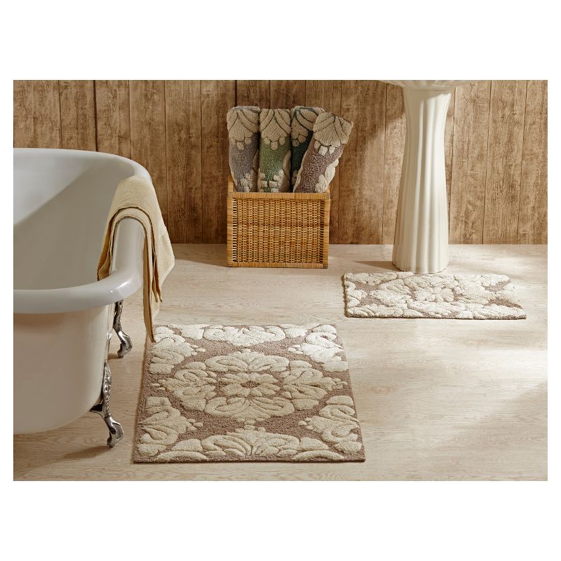 2pc Medallion Collection 100% Cotton Bath Rug Set Beige/Natural - Better Trends