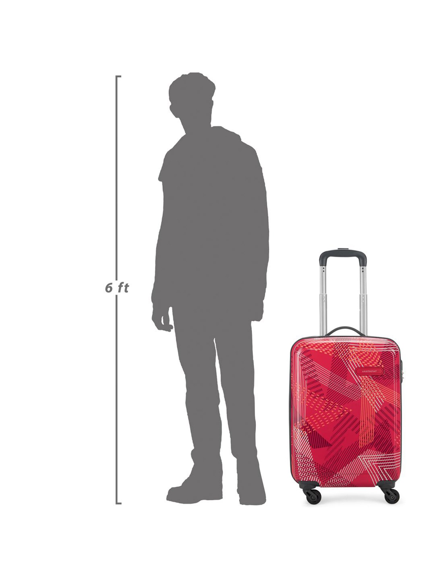 Aristocrat Dual Edge Red Printed Hard Cabin Trolley Bag - 23 cm