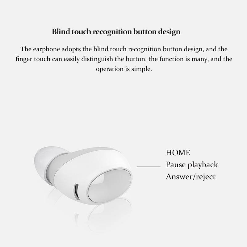 Bakeey Twin Wireless Earbuds Bluetooth 4.2 Earphones Headset Deep Bass Stereo Sound IPX5 Waterproof Headphones With Charging Case - White moon