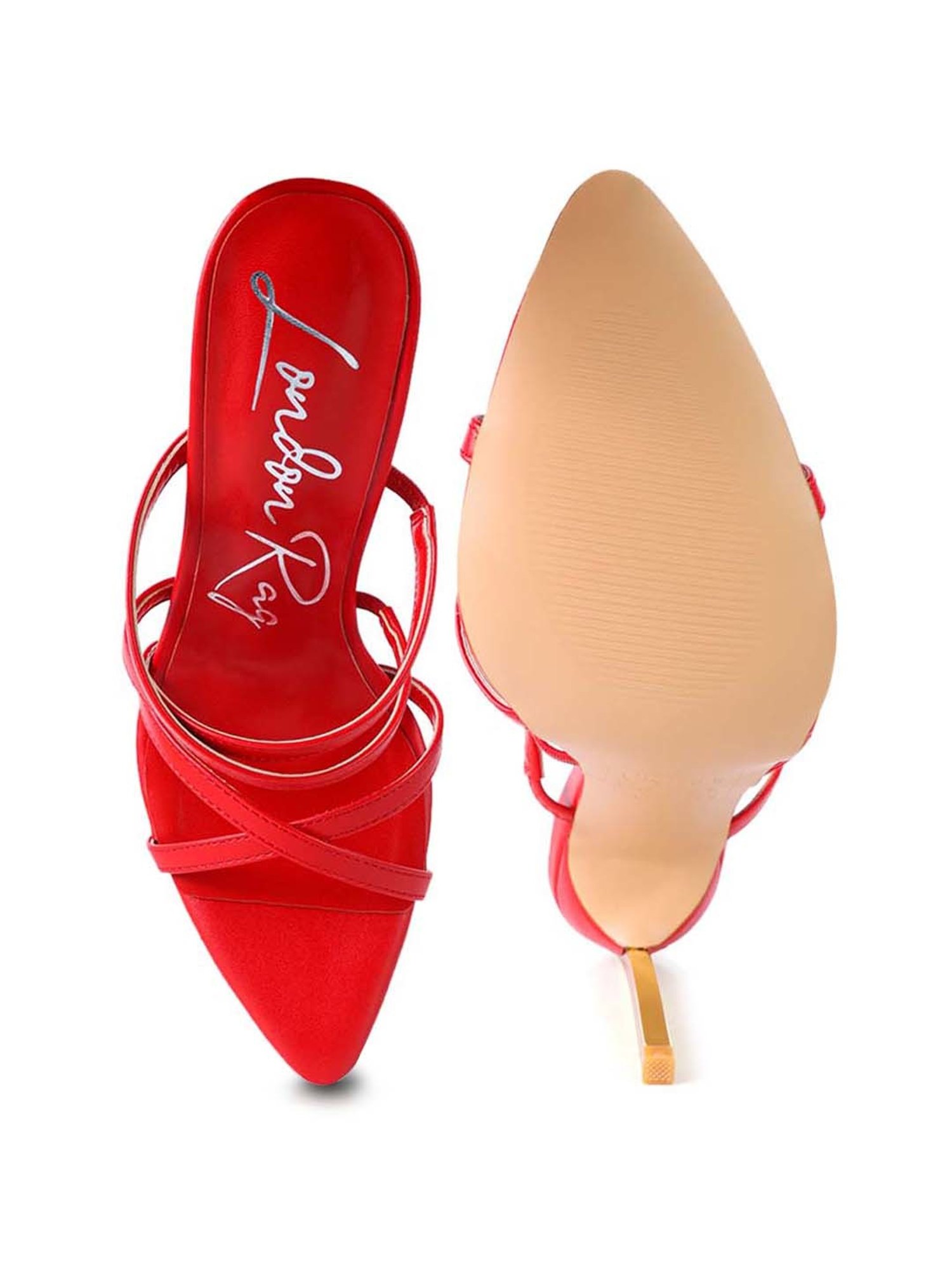 London Rag Women's Red Cross Strap Stilettos