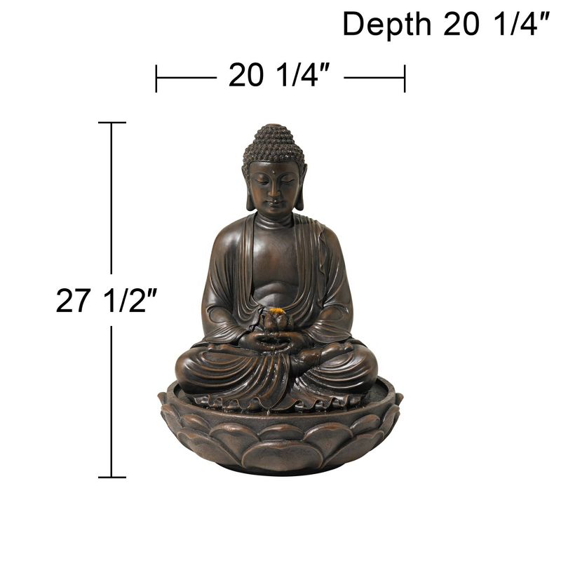 John Timberland Asian Zen Buddha Outdoor Water Fountain with Light LED 27 1/2" High Meditating Table Desk Yard Garden Patio Home