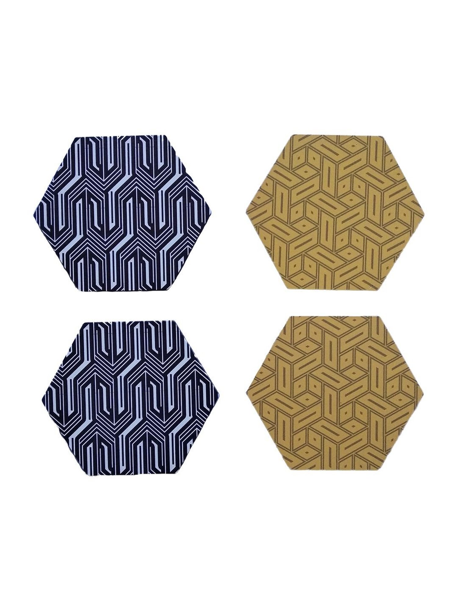 Crayton Hexagon Multicolor MDF Coaster - Set of 4