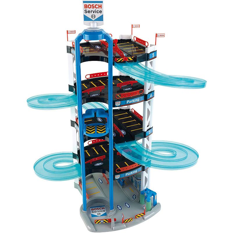 Theo Klein Bosch Interactive Toy Car Park 5 Level Full Service Racing Parking Garage Play Set with 2 Cars Included for Kids Ages 3 Years Old and Up