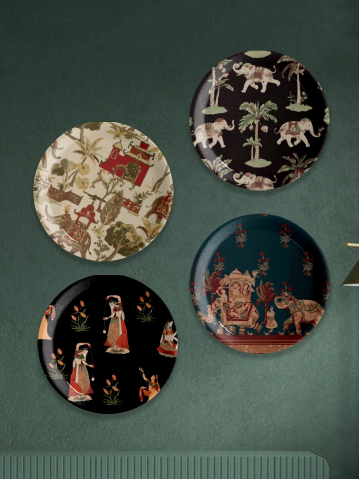 Nestroots Rajasthani Traditional Print Multicolor Porcelain Wall Plate