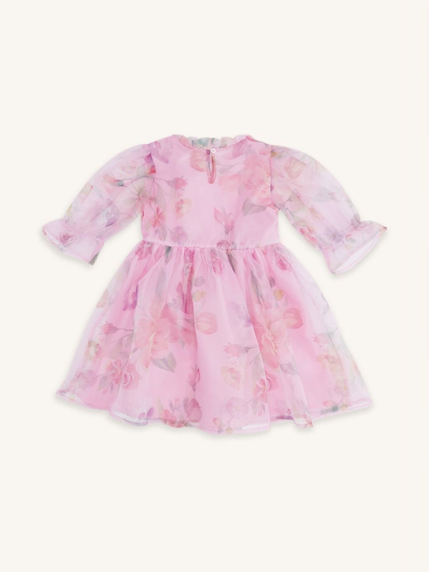 Pantaloons Junior Pink Cotton Floral Print Dress