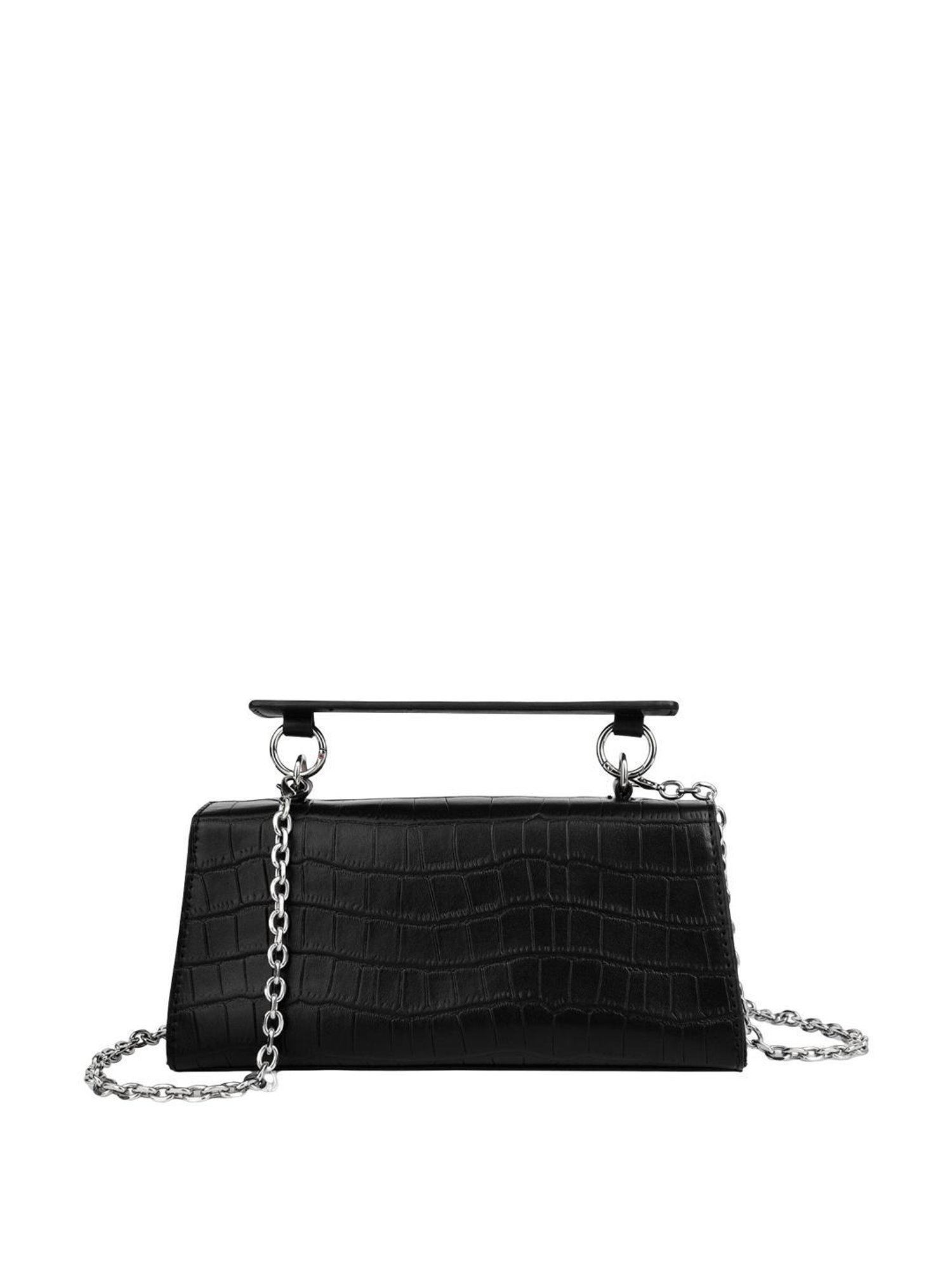 Angeline Black Textured Medium Satchel Handbag