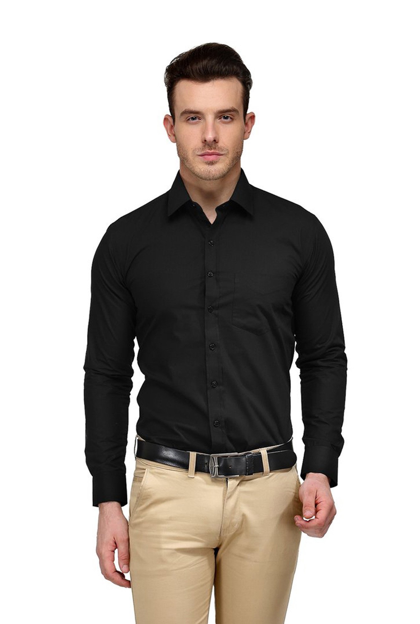 Hancock Black Slim Fit Solid Shirt