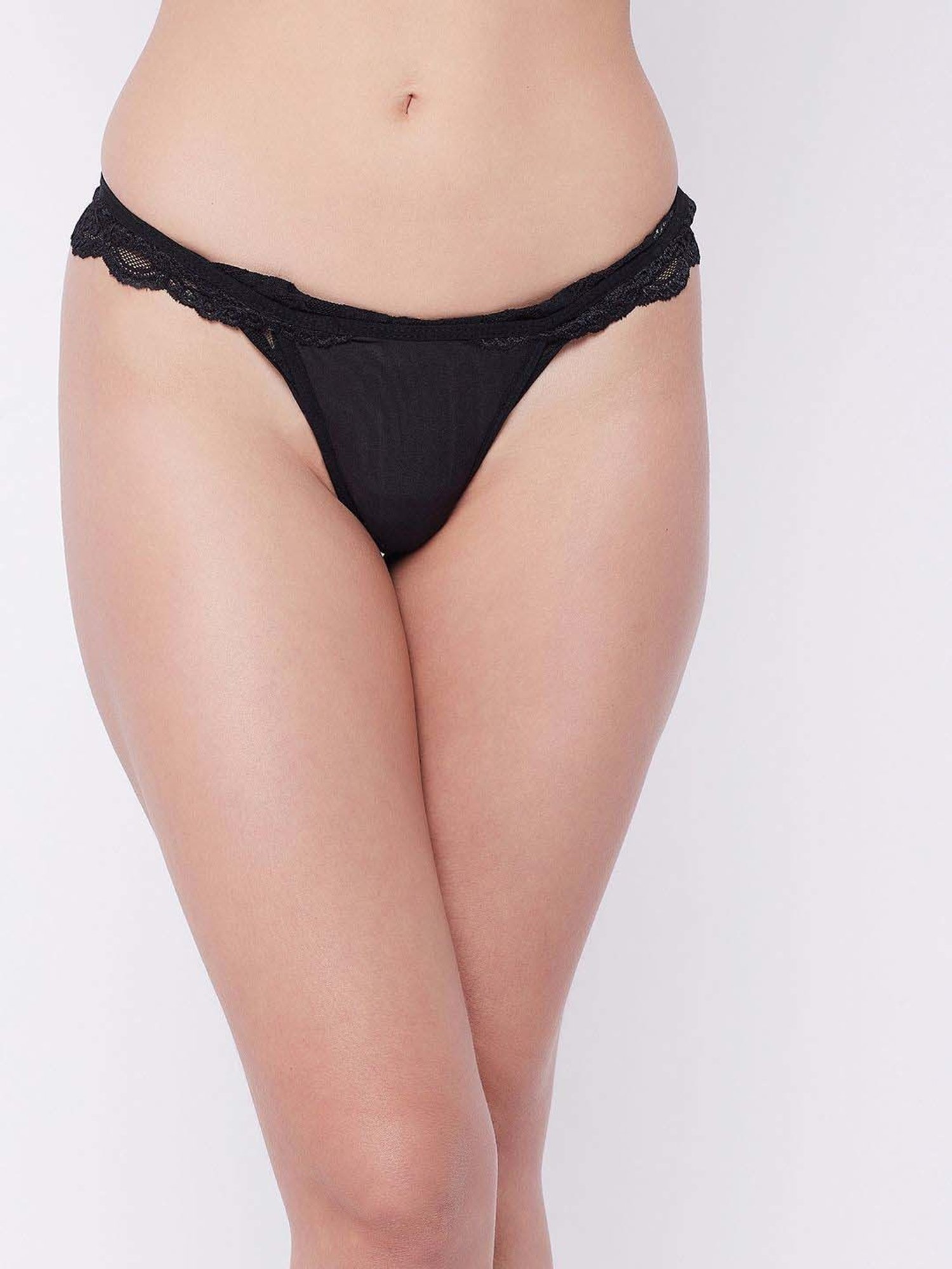 Secrets By ZeroKaata Black & Blue Lace Work Thong Panty - Pack Of 3