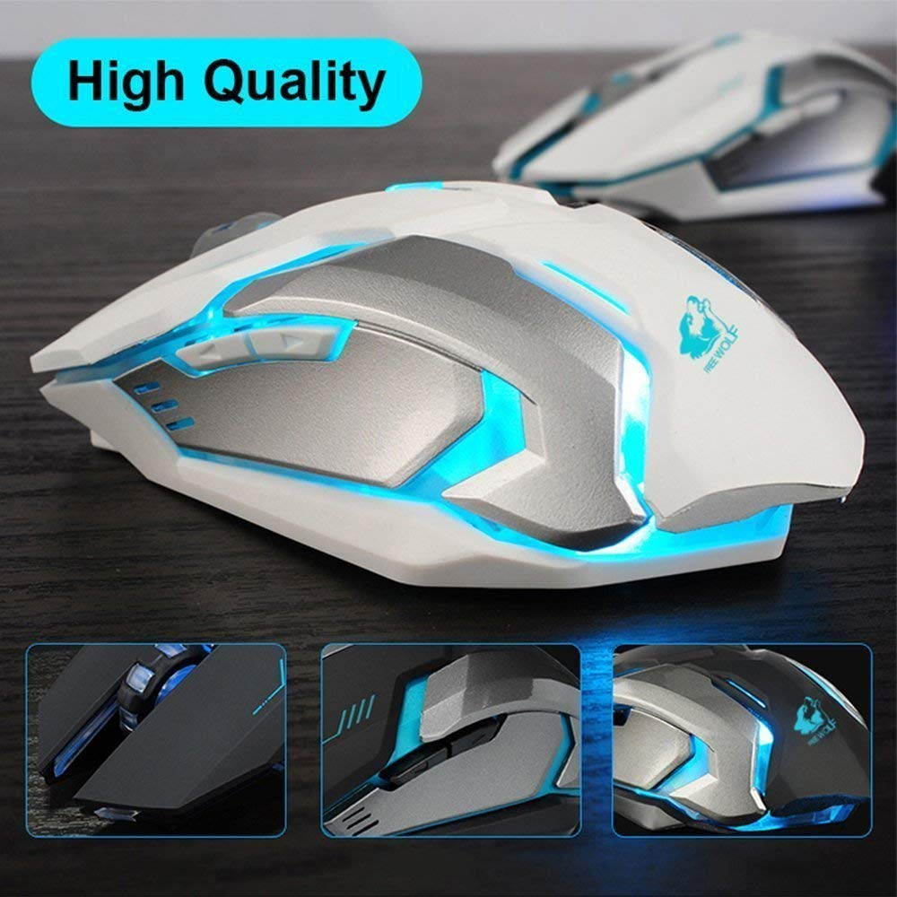 Zgeer Rechargeable Z7 Wireless Silent LED Backlit USB Optical Ergonomic Gaming Mouse