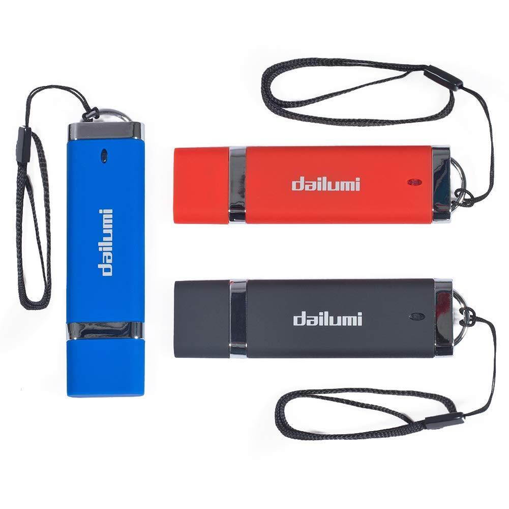 DAILUMI 32GB USB 2.0 Flash Drive, 3 Packs Memory Stick to Bring Your Customer Files, High Speed Thumb Drives - Jump Drive for Fold Data Storage, Zip Drives, Pen Drive (Red, Blue and Black)