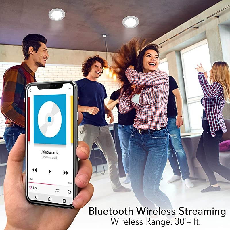 35 Ceiling Wall Mount Speakers 2Way Full Range Sound Stereo Speaker Flush Design wBluetooth LED Light Aluminum Frame Housing 60Hz 20kHz Frequency Response 280 Watts Peak  PDIC4CBTL35B