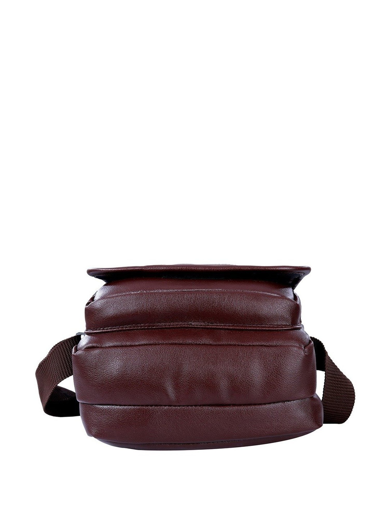 Leather World Brown Solid Medium Cross Body Bag